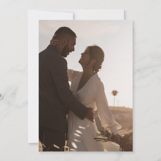 Boho Chique Goud en Wit Foto Spaans Bruiloft Kaart (Achterkant)