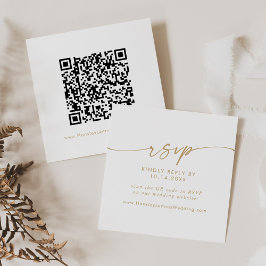Boho Chique Goud en Wit Huwelijk QR Code RSVP Informatiekaartje