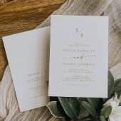 Boho Chique Goud en Wit Monogram QR Code Bruiloft Kaart