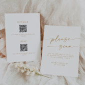 Boho Chique Goud en Wit QR Code Details RSVP Kaartje
