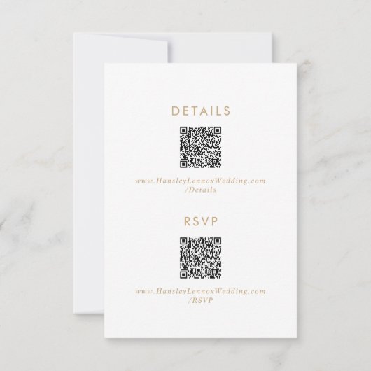 Boho Chique Goud en Wit QR Code Details RSVP Kaartje (Achterkant)