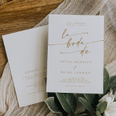 Boho Chique Goud en Wit QR Code Spaanse Bruiloft Kaart