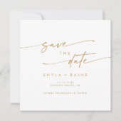 Boho Chique Goud en Wit Vierkant Foto Terug Save The Date (Voorkant)