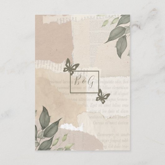  boho chique groen bruiloft informatiekaartje (Achterkant)