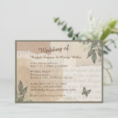 Boho chique  groen bruiloft kaart (Staand voorkant)