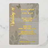  boho chique groen bruiloft monogram goud folie uitnodiging (Voorkant)