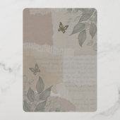  boho chique groen bruiloft monogram goud folie uitnodiging (Achterkant)