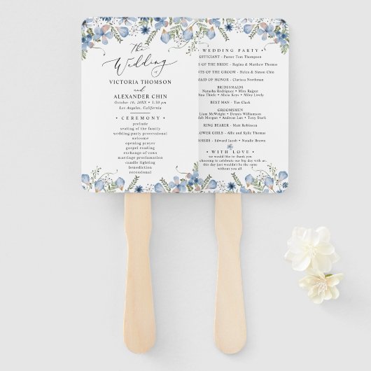 Boho Chique groen bruiloft programma Hand Fan Handwaaier (Voorkant en achterkant)