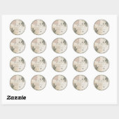  boho chique groen bruiloft ronde sticker (Vel)