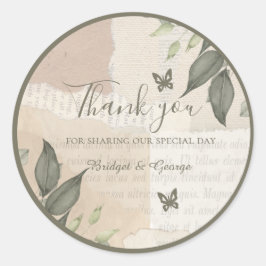  boho chique groen bruiloft ronde sticker