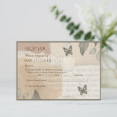  boho chique groen bruiloft RSVP kaartje (Staand voorkant)