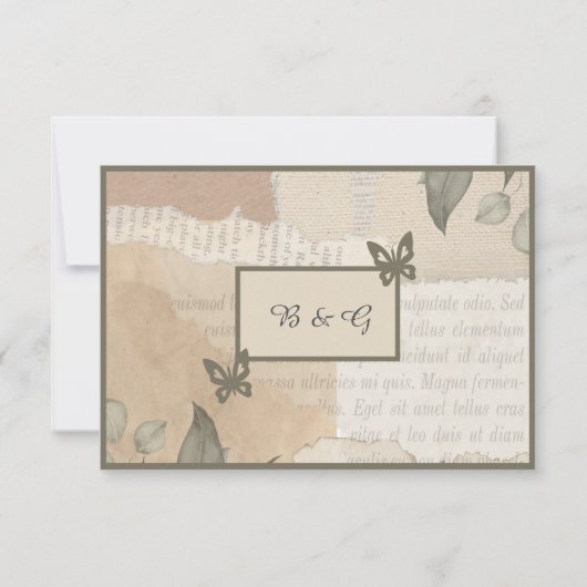  boho chique groen bruiloft RSVP kaartje (Achterkant)