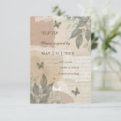  boho chique groen bruiloft RSVP kaartje (Staand voorkant)