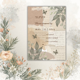  boho chique groen bruiloft RSVP kaartje