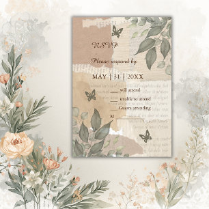  boho chique groen bruiloft RSVP kaartje