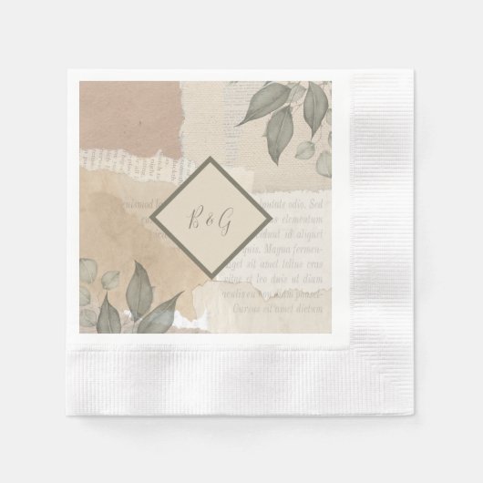  boho chique groen bruiloft servet (Voorkant)