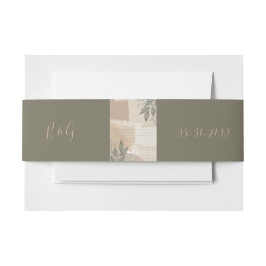  boho chique groen bruiloft uitnodigingen wikkel (Voorkant Voorbeeld)