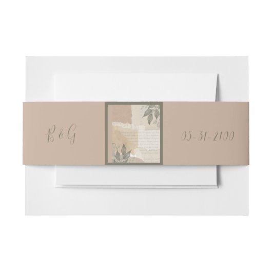  boho chique groen bruiloft uitnodigingen wikkel (Voorkant Voorbeeld)