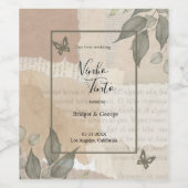  boho chique groen bruiloft wijn etiket (Enkel label)