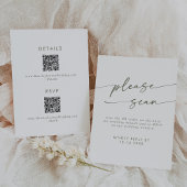 Boho Chique Groen en Wit QR Code Details RSVP Kaartje