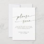 Boho Chique Groen en Wit QR Code Details RSVP Kaartje (Voorkant)