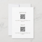 Boho Chique Groen en Wit QR Code Details RSVP Kaartje (Achterkant)