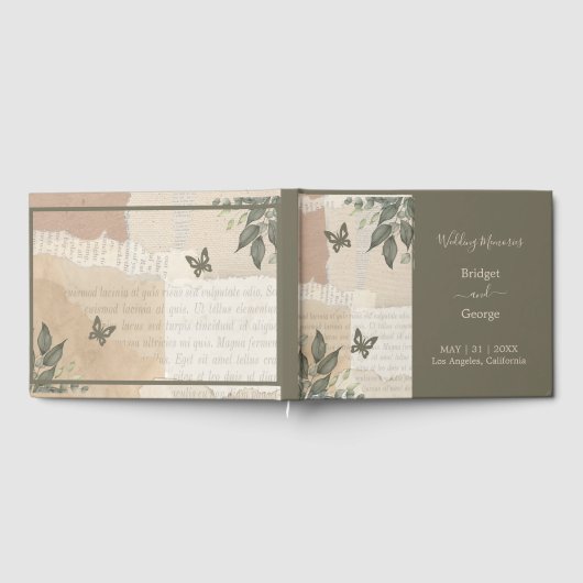 Boho chique  groen eucalyptus bruiloft gastenboek (Volledig)