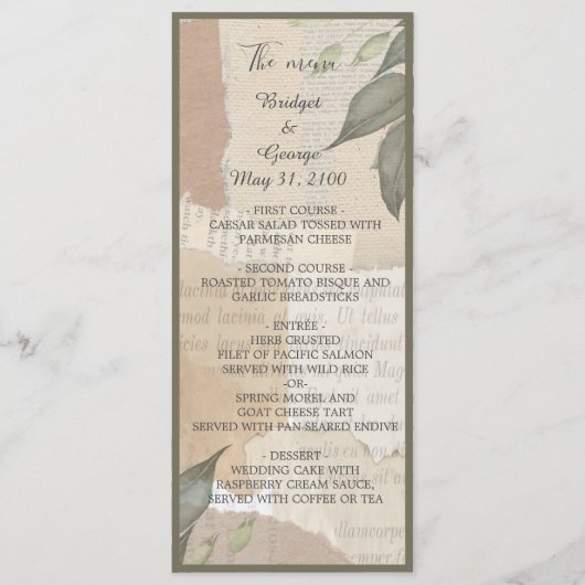  boho chique groen programma & menu (Voorkant)