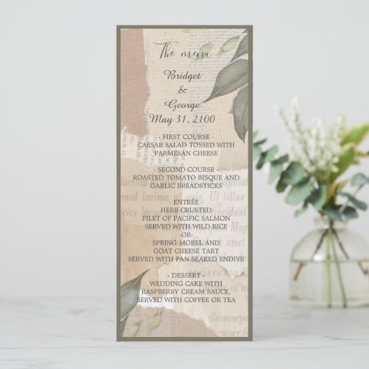  boho chique groen programma & menu (Staand voorkant)