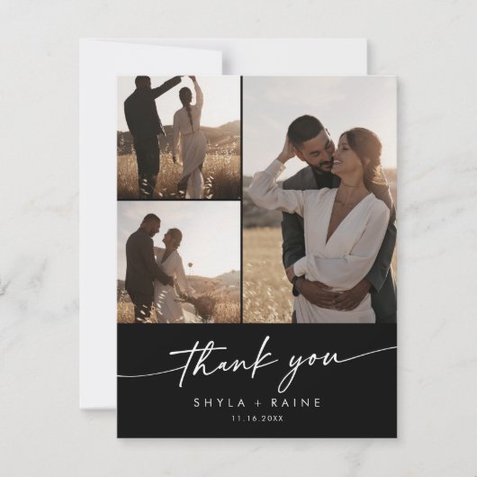 Boho Chique KLEUR BEWERKBAAR Bruiloft Fotocollage Bedankkaart (Voorkant)