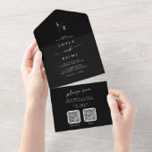 Boho Chique KLEUR BEWERKBAAR Dubbele QR Code Bruil All In One Uitnodiging (Afscheurbaar)