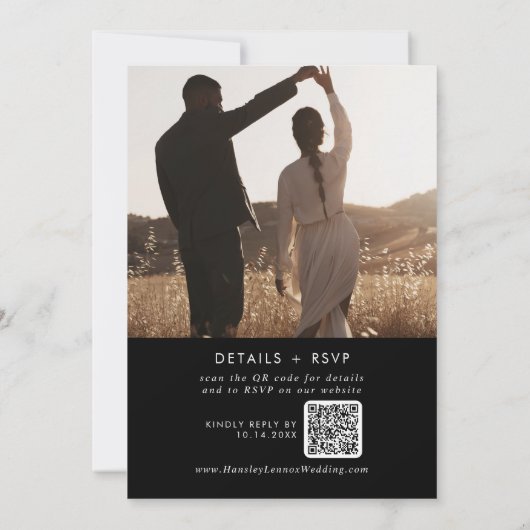 Boho Chique KLEUR BEWERKBAAR Foto QR Code Bruiloft Kaart (Achterkant)