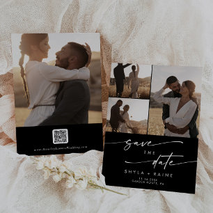 Boho Chique KLEUR BEWERKBAAR Multi Foto QR Code Save The Date