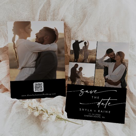Boho Chique KLEUR BEWERKBAAR Multi Foto QR Code Save The Date