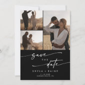 Boho Chique KLEUR BEWERKBAAR Multi Foto QR Code Save The Date (Voorkant)