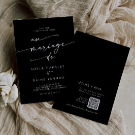 Boho Chique KLEUR BEWERKBAAR QR Code Franse bruilo Kaart