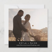 Boho Chique KLEUR BEWERKBAAR Vierkant Foto Terug Save The Date (Achterkant)