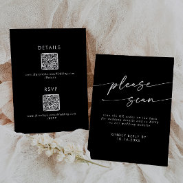 Boho Chique KLEUR BEWERKBARE QR Code Details en RSVP Kaartje