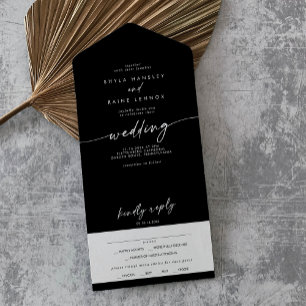 Boho Chique KLEUR EDITABLE Maaltijd Keuze RSVP Bru All In One Uitnodiging
