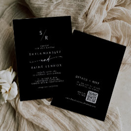 Boho Chique KLEUR EDITABLE Monogram QR Code Bruilo Kaart