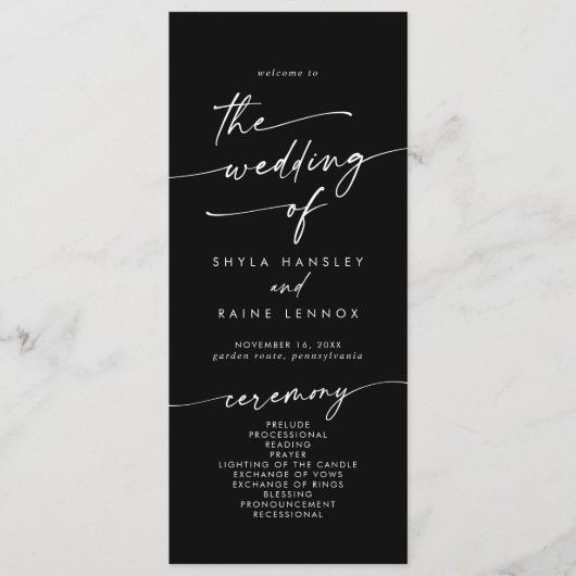 Boho Chique KLEUR EDITABLE Thee Lengte Bruiloft Programmakaart (Voorkant)