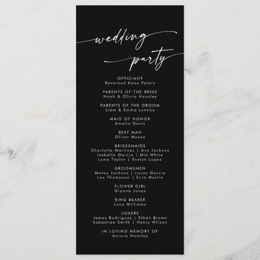 Boho Chique KLEUR EDITABLE Thee Lengte Bruiloft Programmakaart (Achterkant)