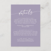 Boho chique lavendel Paarse bruiloft details Informatiekaartje (Voorkant)