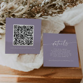 Boho chique lavendel Paarse bruiloft QR Code Detai Informatiekaartje