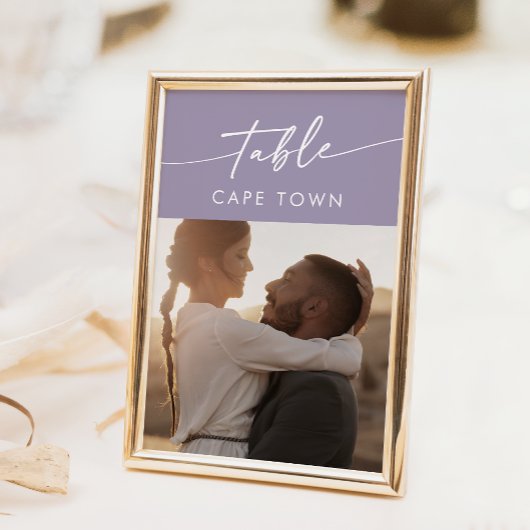 Boho chique lavendel Paarse foto tafel nummers Kaart