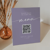 Boho chique lavendel Paarse QR code bruiloft menu Reclamebord Met Voetstuk
