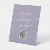 Boho chique lavendel Paarse QR code bruiloft progr Reclamebord Met Voetstuk (Voorkant)