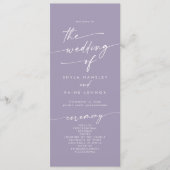 Boho chique lavendel Paarse theelengte bruiloft Programmakaart (Voorkant)