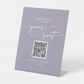 Boho chique lavendel Paarse zitkaart QR-code Reclamebord Met Voetstuk (Voorkant)