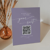 Boho chique lavendel Paarse zitkaart QR-code Reclamebord Met Voetstuk